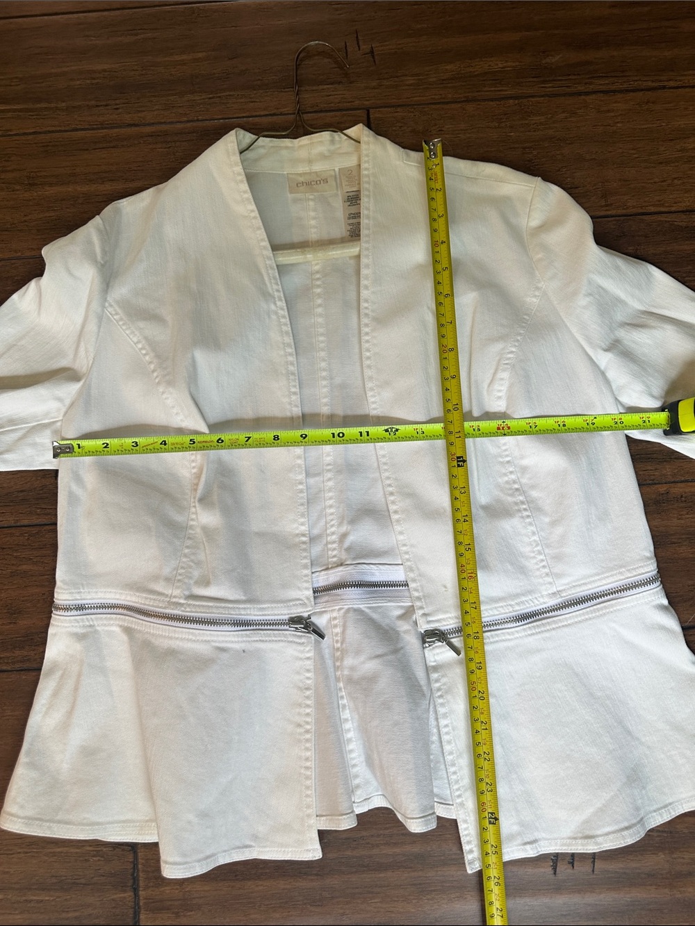 Chico's White Zip-Accent Open Blazer Jacket
